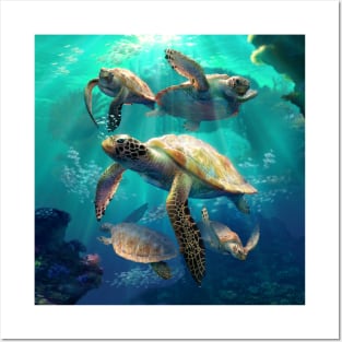 Sea Turtle Playtime Posters and Art